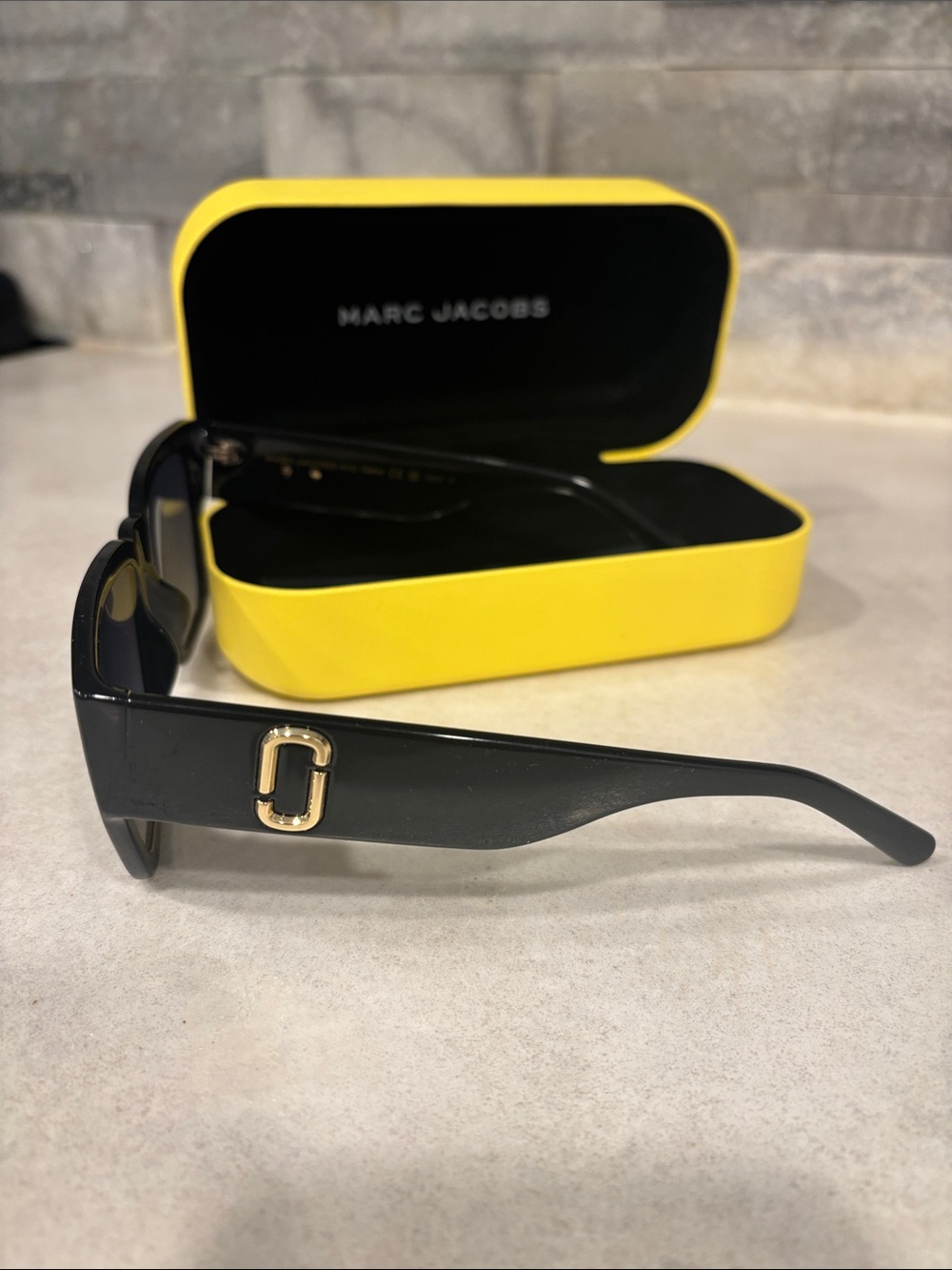 Marc Jacobs Black Sunglasses with Gold Logo Accent